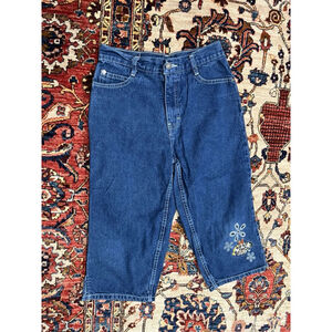 Vintage Cartoon Network Embroidered Power Puff Girls Denim Capri Jeans Size 16